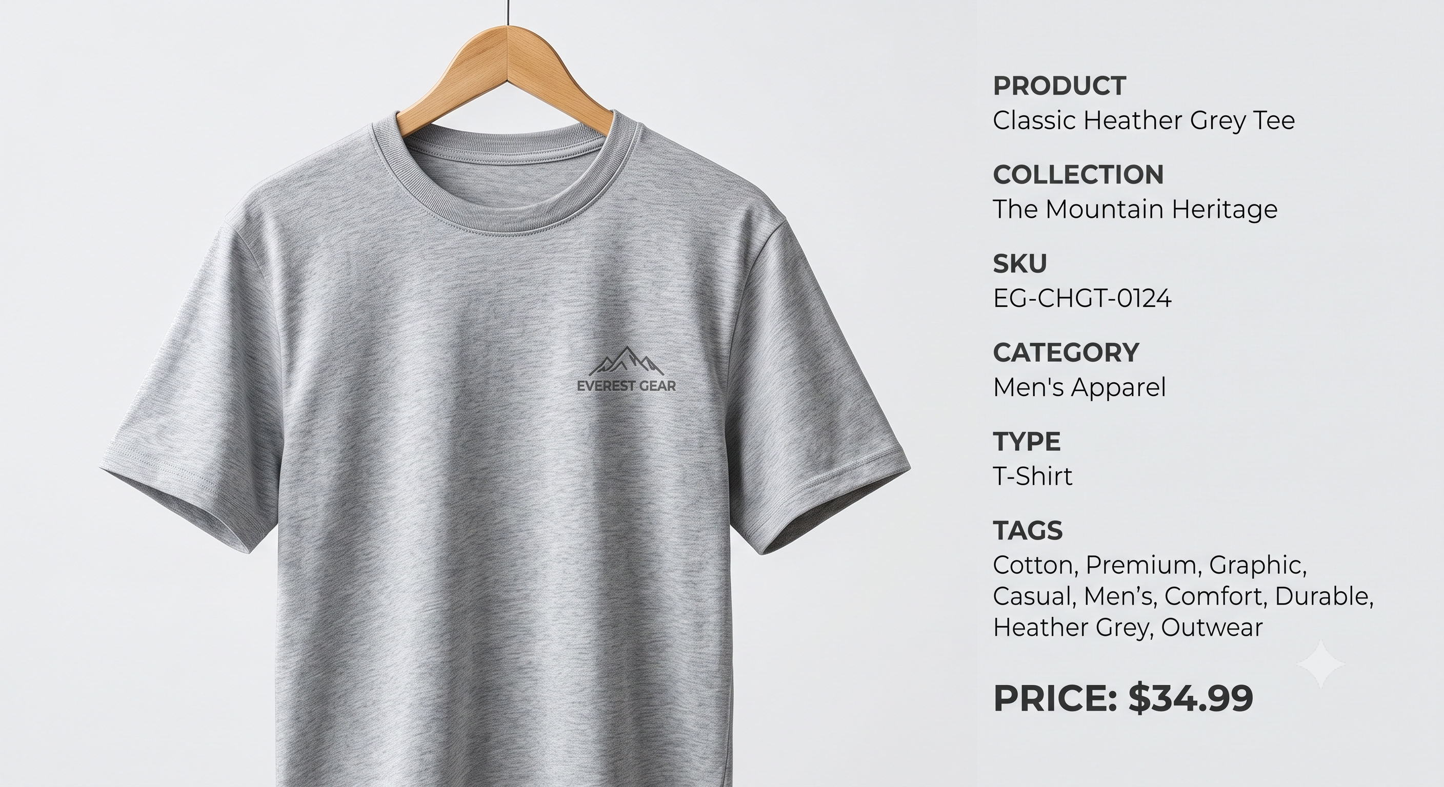 Classic Heather Grey Tee from The Mountain Heritage