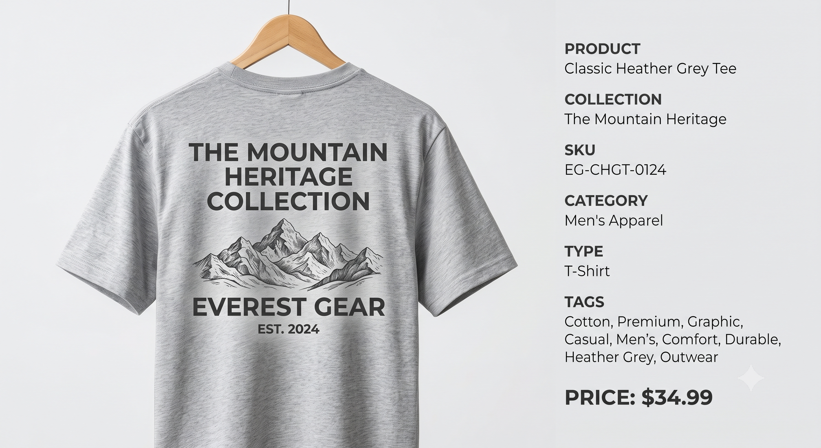 Classic Heather Grey Tee from The Mountain Heritage