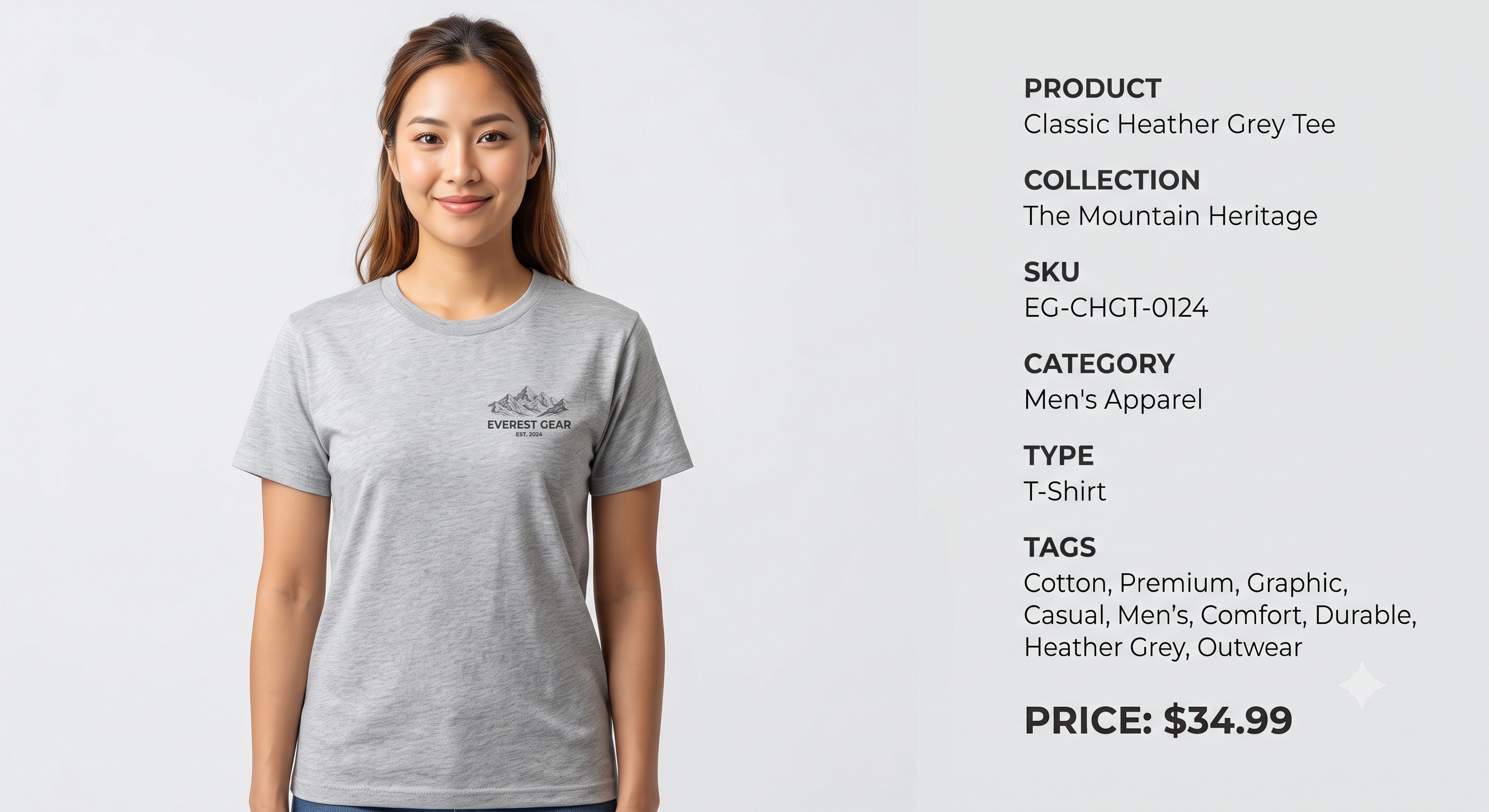 Classic Heather Grey Tee from The Mountain Heritage