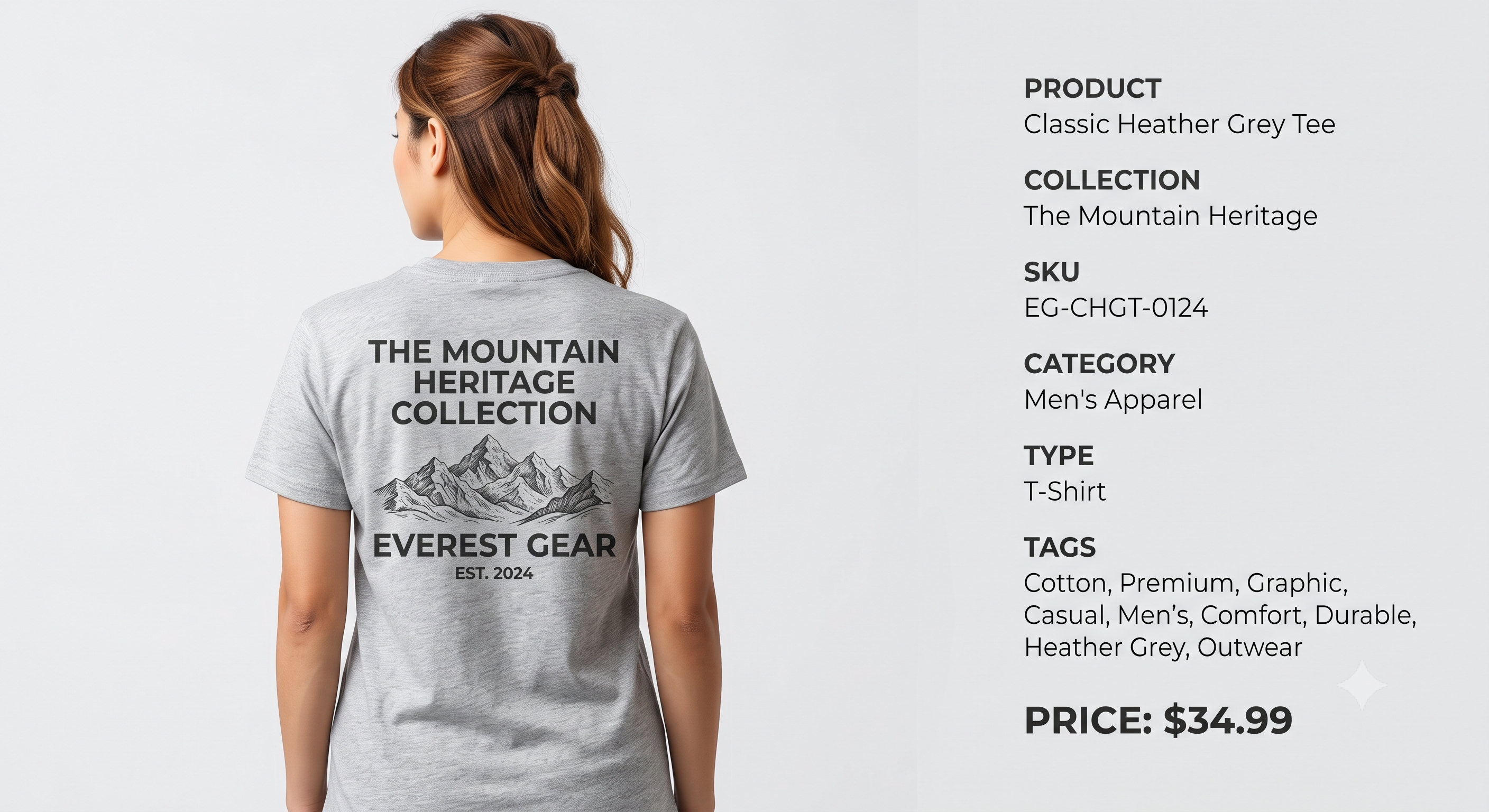 Classic Heather Grey Tee from The Mountain Heritage