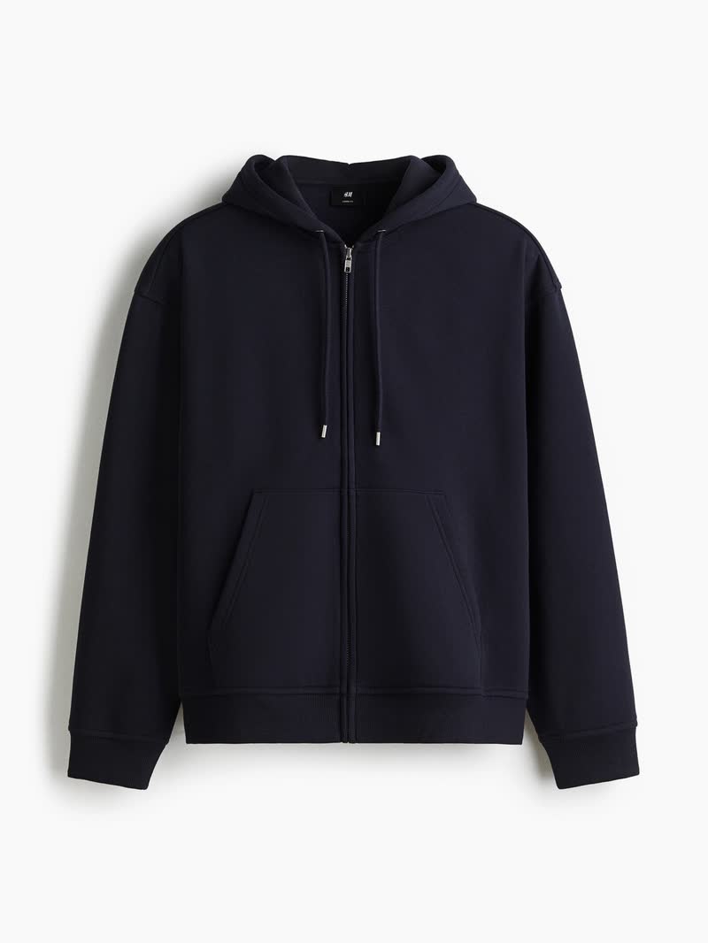 Men Loose Fit Zip-Through Hooded sweatshirt
