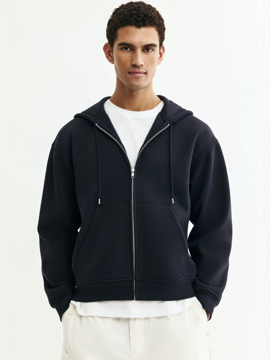 Men Loose Fit Zip-Through Hooded sweatshirt