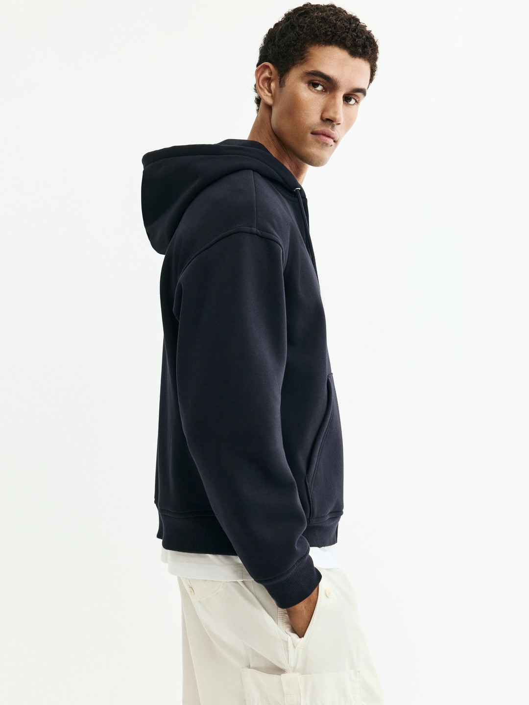 Men Loose Fit Zip-Through Hooded sweatshirt