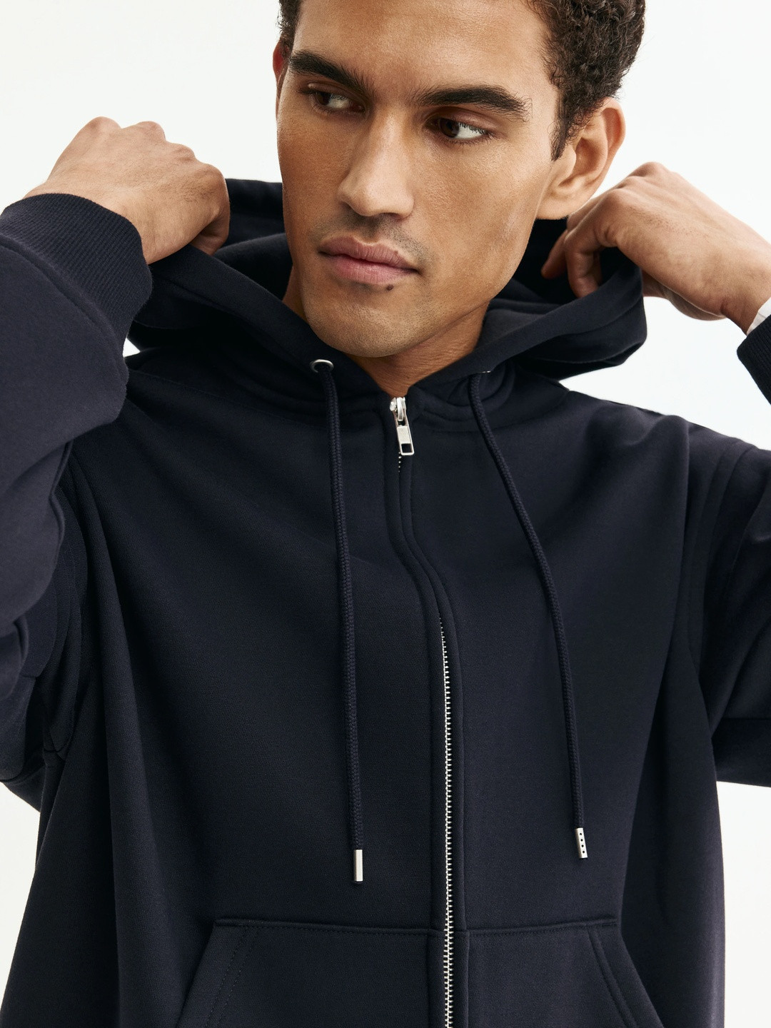 Men Loose Fit Zip-Through Hooded sweatshirt