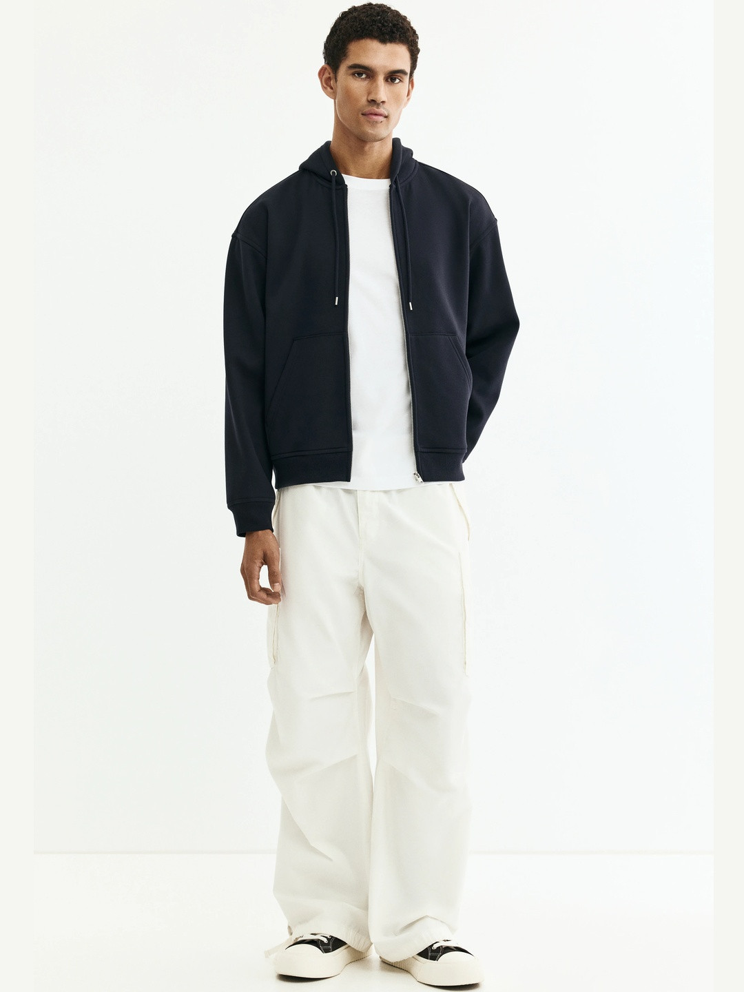 Men Loose Fit Zip-Through Hooded sweatshirt